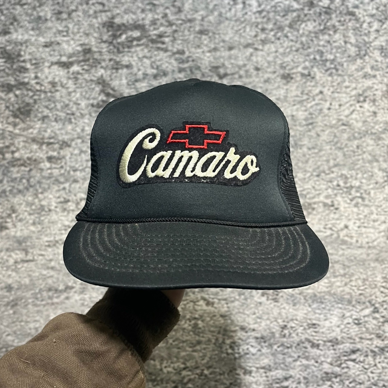 Vintage Chevy Camaro Trucker Hat Black Snapback Black 80s 90s Chevrolet